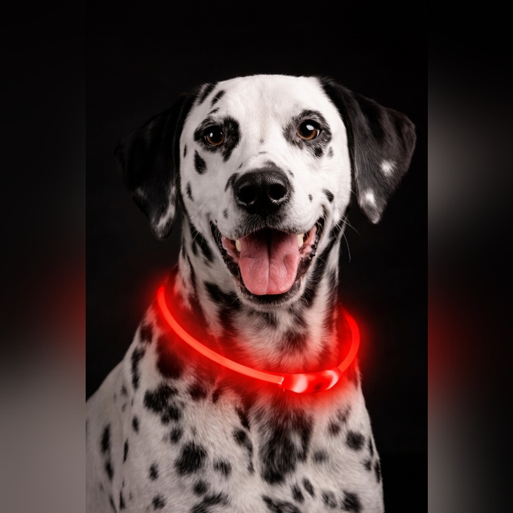 Rechargeable LED Dog Collar | Light Up Safety‎ Collar | Waterproof | Red